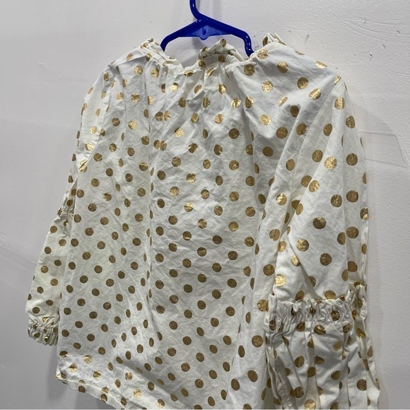 Crewcuts Dotted Polka Dot Gold White Ruffle Neck Long Sleeve Blouse Girls 8 - Picture 5 of 8
